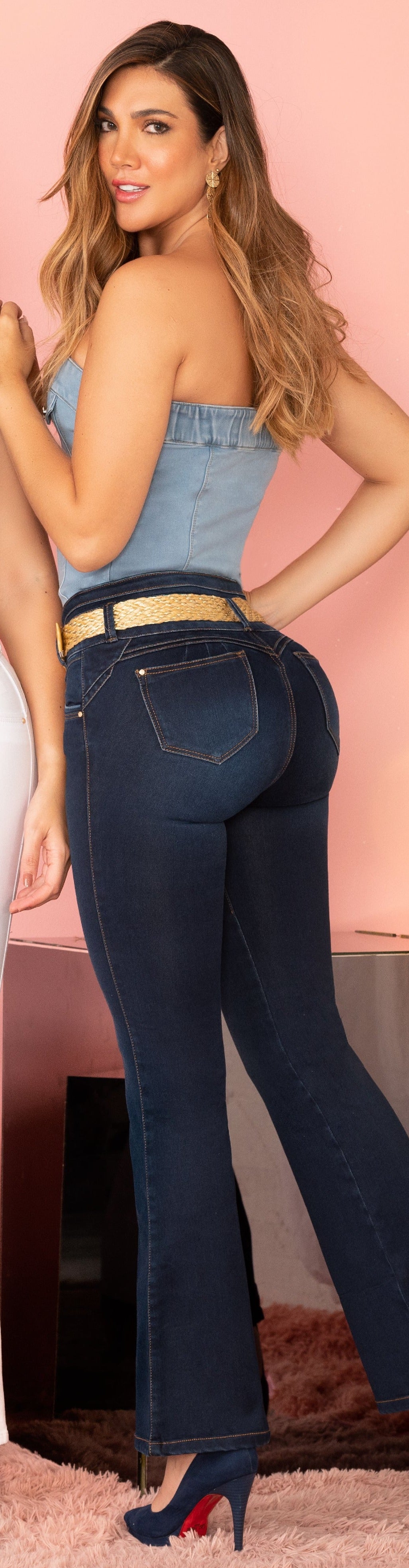 Jeans Bviolet Campana Azul Oscuro Ref 1547