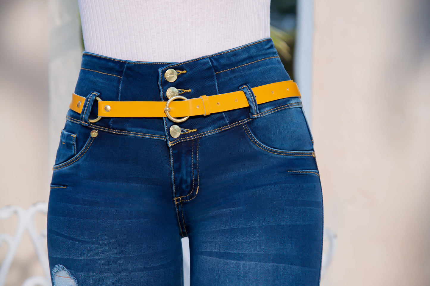 JEAN PRETINA ALTA CONTROL ABDOMEN - BOTA TUBO CON ROTOS Ref 1231