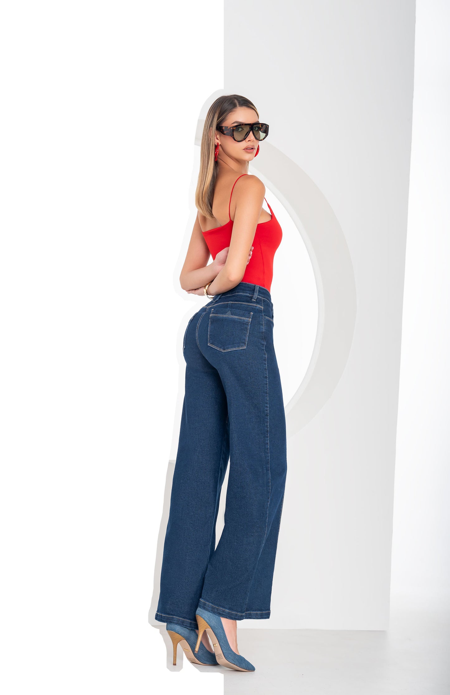 Jean Tiro Alto 1 Botón - Bota Palazzo Ref 1771