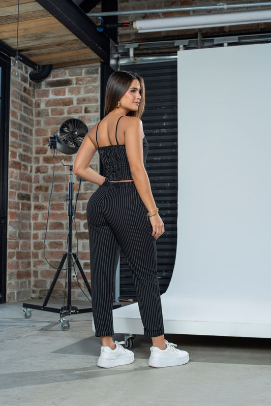 Conjunto negro rayas Ref A-530