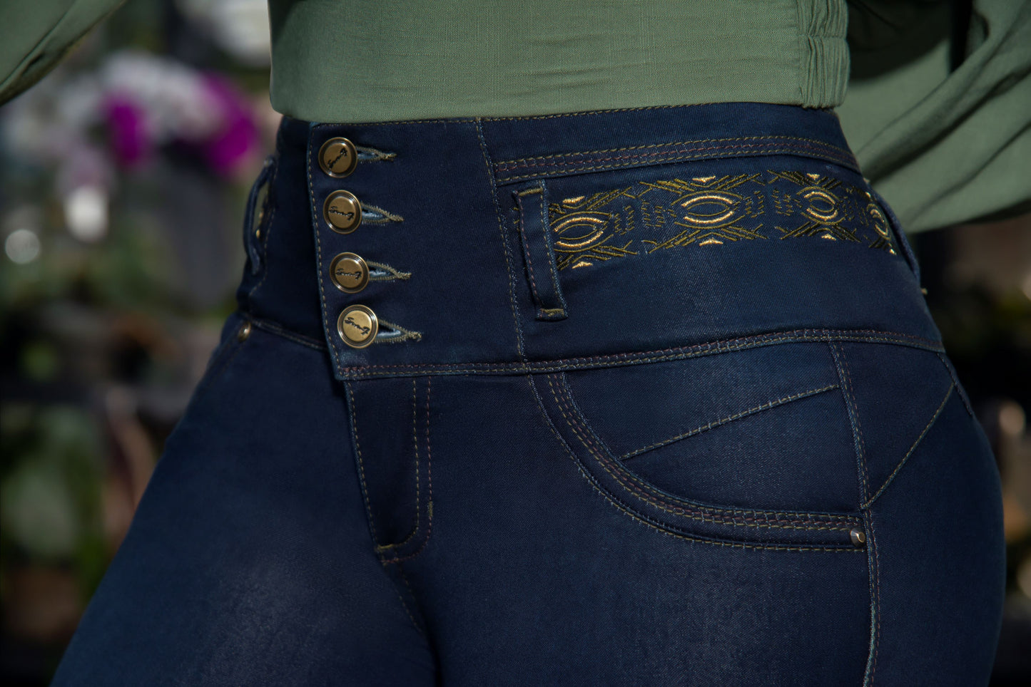 Jean Pretina Alta Control Abdomen - Bota Tubo Tobillero Ref 1435