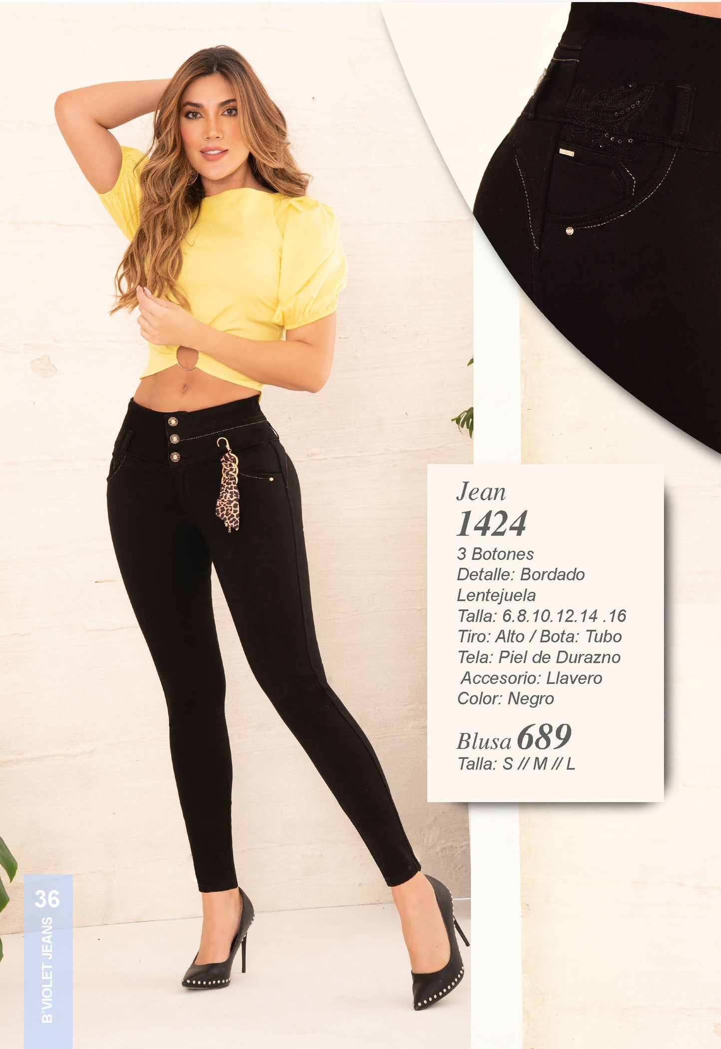 Jeans B´violet Negro  Ref 1424